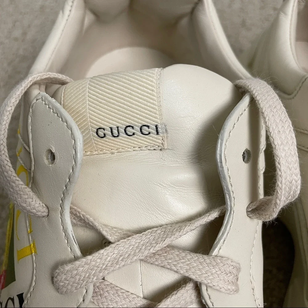 Gucci Men's Rhyton Gucci Logo Leather Sneaker Size 9.5
